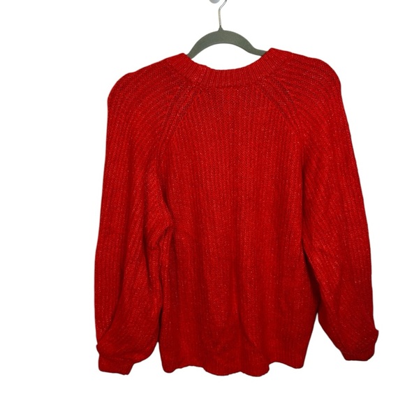 Scoop NYC Red Balloon Sleeve Sweater - Picture 2 of 5